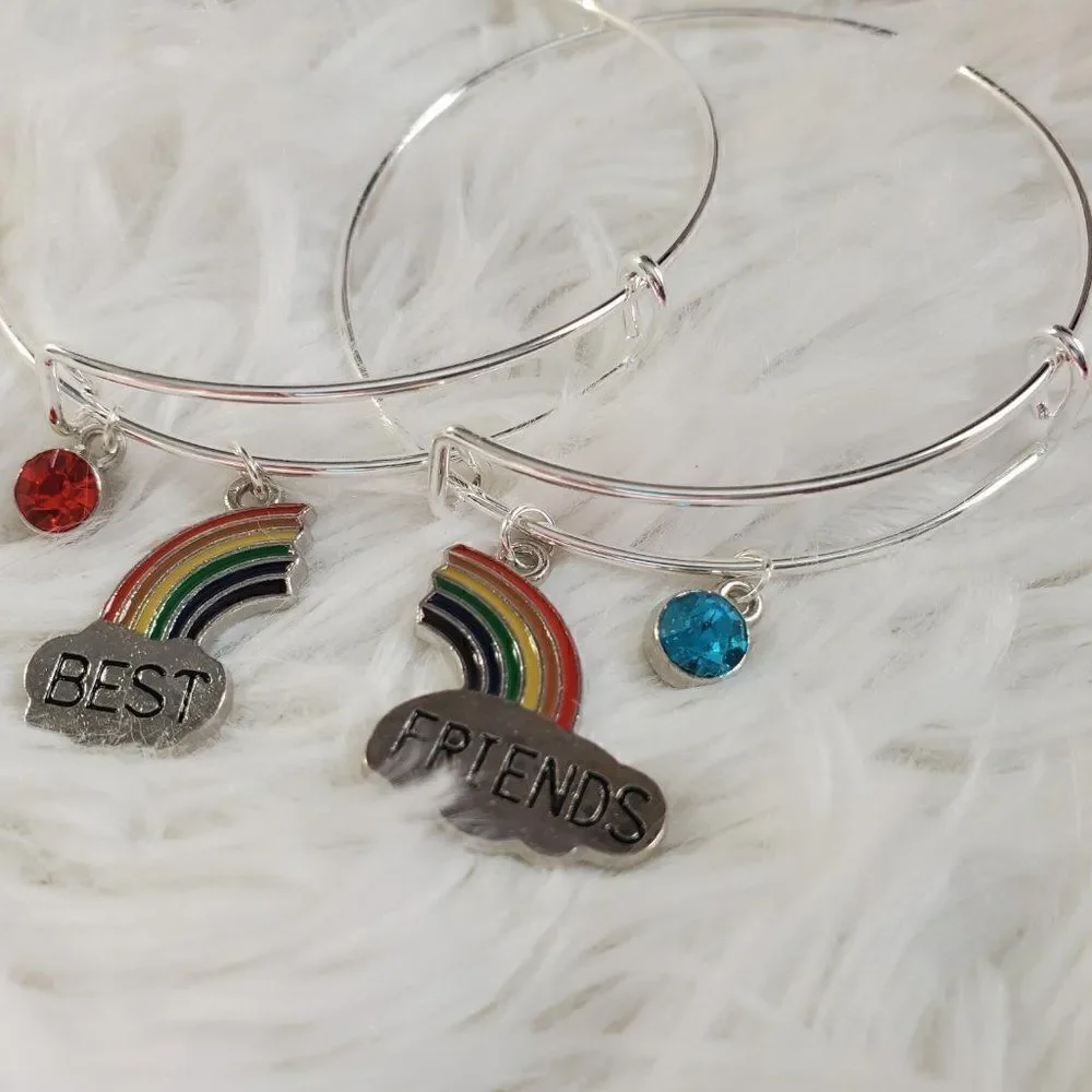 Silver Best Friend Set of 2 Charm Bracelets, Best Friend Gifts